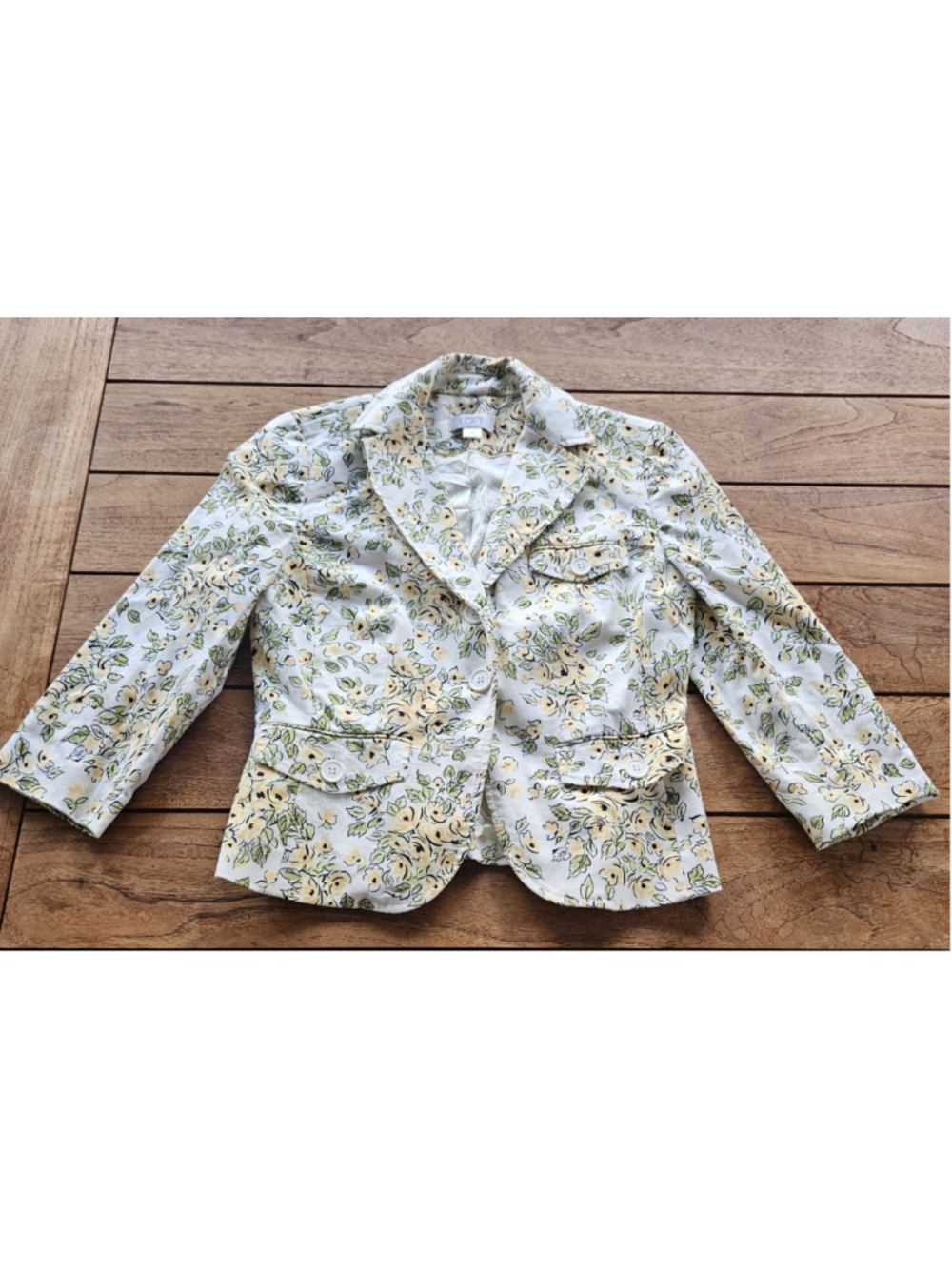 LOFT Vintage Floral Crop 3/4 Sleeve Blazer Jacket Size 2